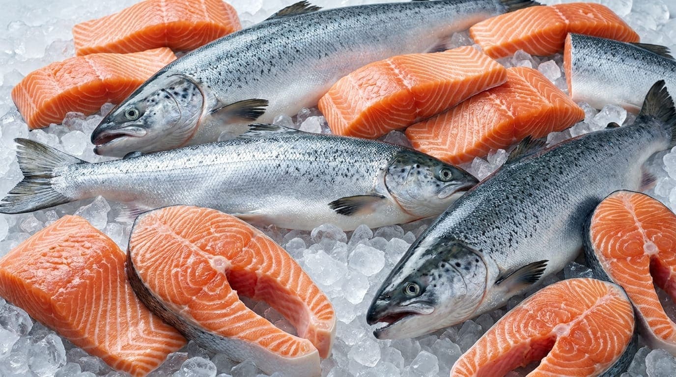 Fresh salmon fillets in Dubai prepared for fast delivery and online ordering