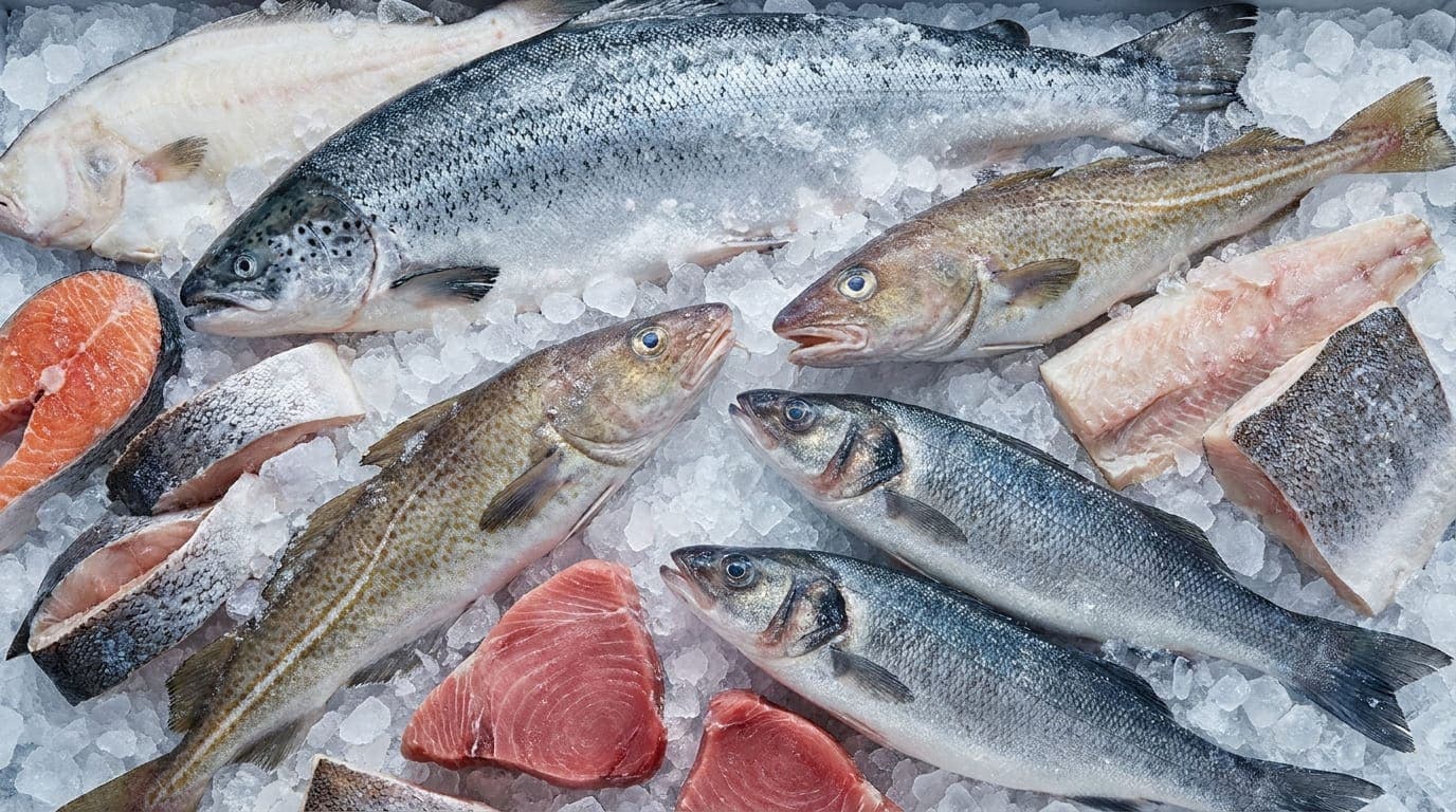 Frozen fish in Dubai including salmon, tilapia, basa fillets and prawns for delivery